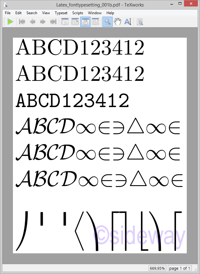 LaTeX Typeset Document Font Typesetting 13/9 Sideway output.to